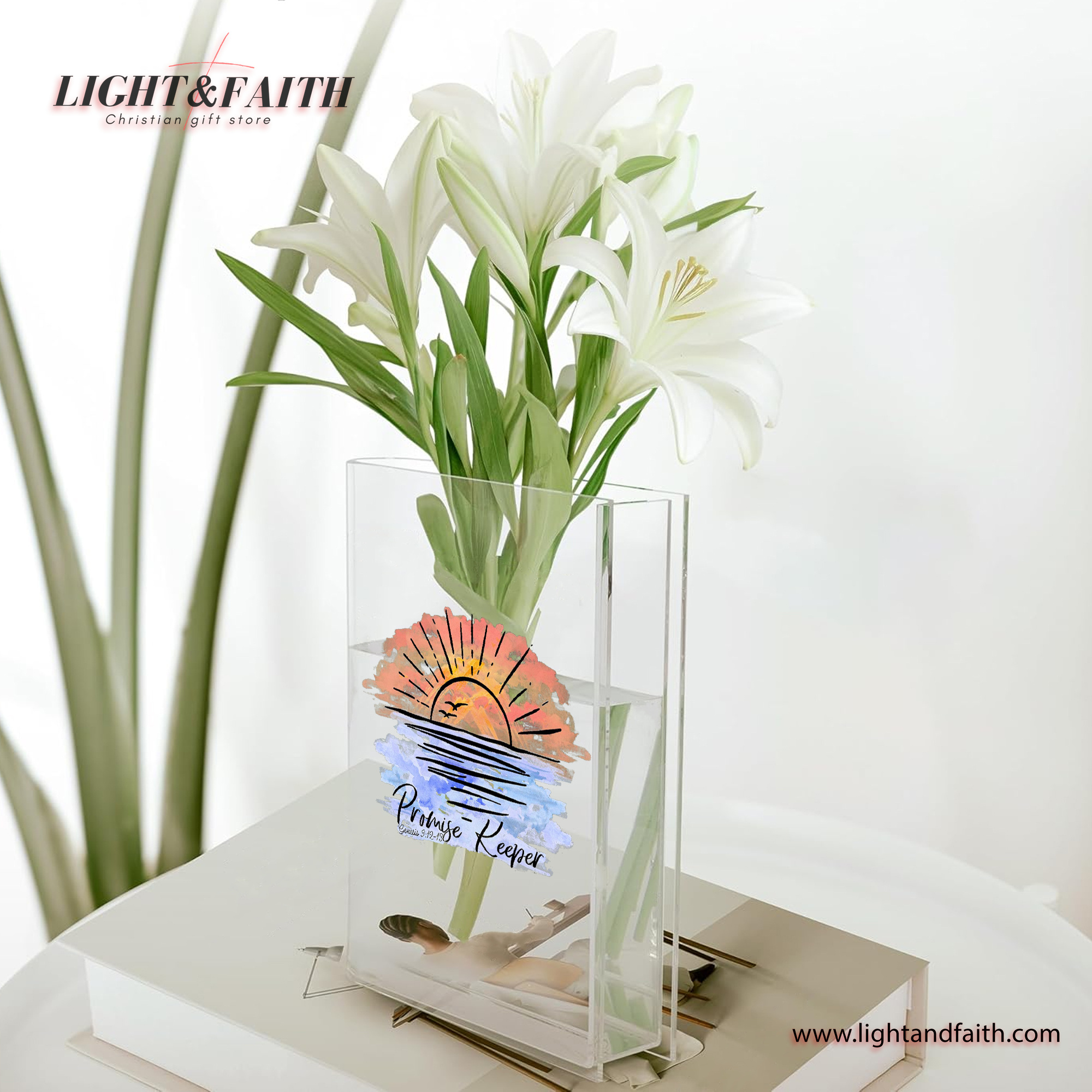 Promise Keeper Book Vase, Christian Book Vase,  Faith Book Vase, Bible Verse Book Shaped Flower Vase